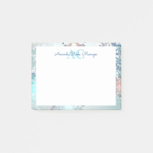 Cute Blue Personalised Monogram Name Post-it Notes
