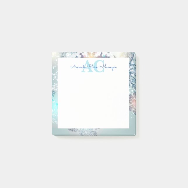 Cute Blue Personalised Monogram Name  Post-it Notes (Front)