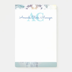 Cute Blue Personalised Monogram Name  Post-it Notes