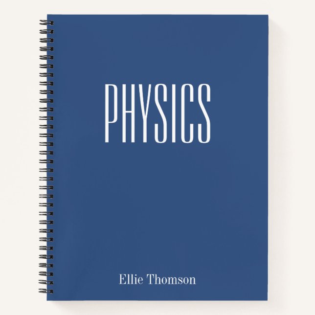 Cute Blue Personalised School Subject Physics Notebook (Front)