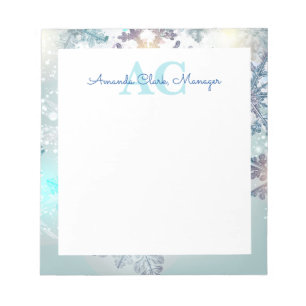 Cute Blue Personalized Monogram Name  Notepad