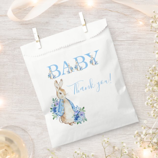 Cute Blue Peter Rabbit Baby Shower Favour Bags (Clipped)