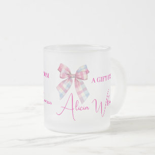 Cute  Blue & pink Bow Personalized Gift From Frosted Glass Coffee Mug