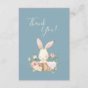 Cute Blue Pink Bunny Baby Shower Thank You 