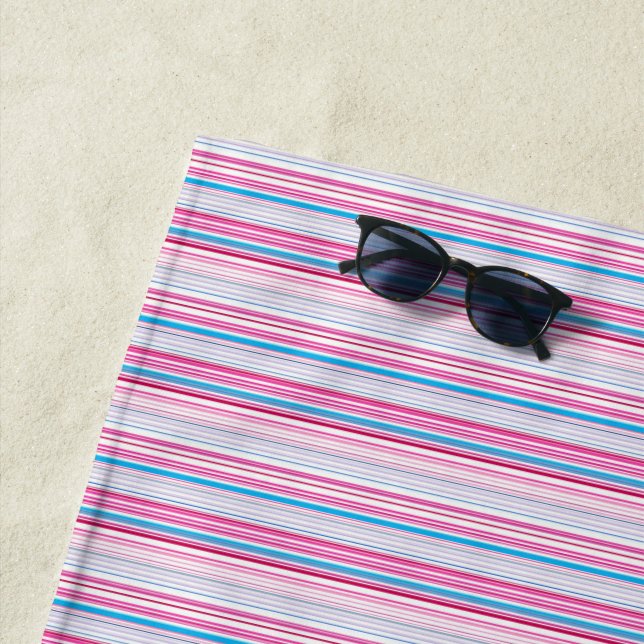 Cute blue pink stripes beach towel (In Situ)