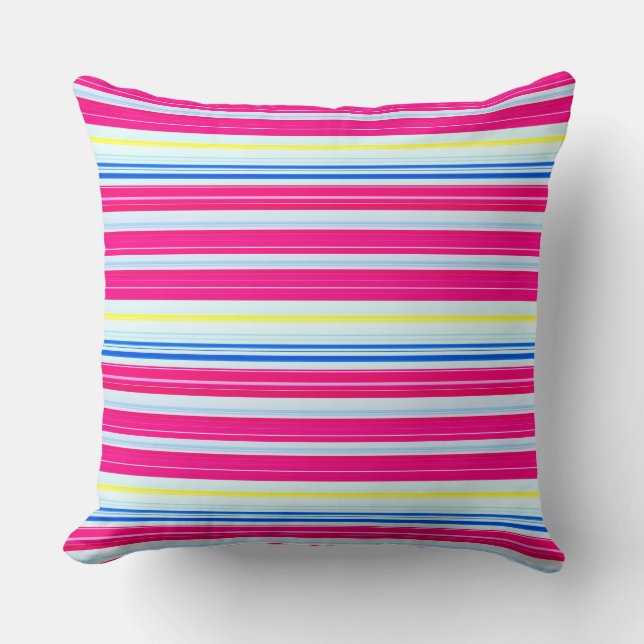 Cute blue pink stripes cushion (Front)
