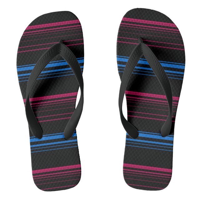 Cute blue pink stripes  flip flops (Footbed)