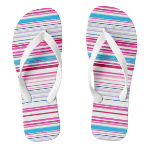 Cute blue pink stripes flip flops