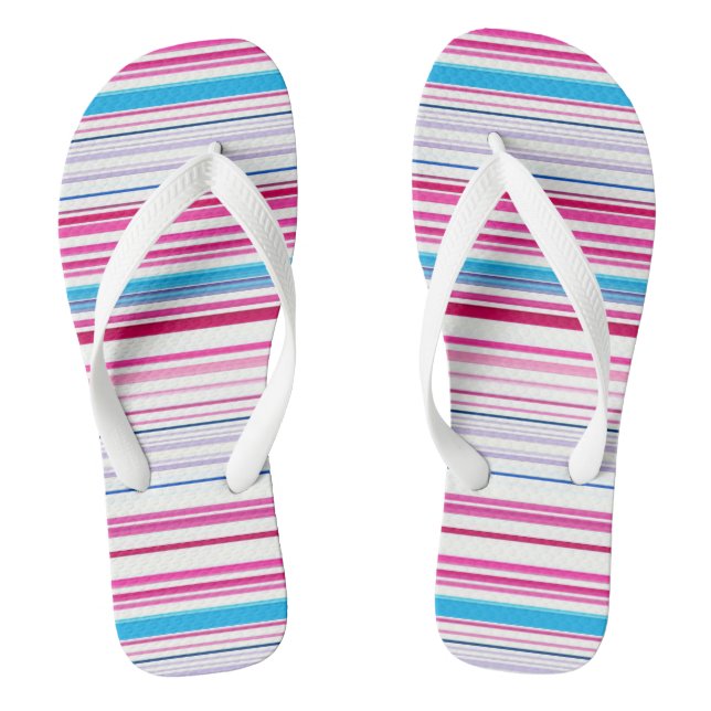 Cute blue pink stripes flip flops (Footbed)