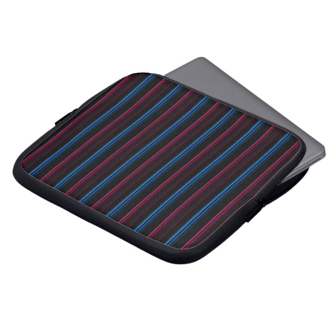 Cute blue pink stripes  laptop sleeve (Front Top)