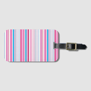 Cute blue pink stripes luggage tag