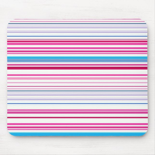 Cute blue pink stripes mouse mat (Front)