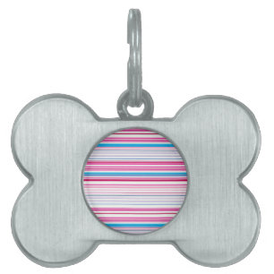 Cute blue pink stripes pet ID tag