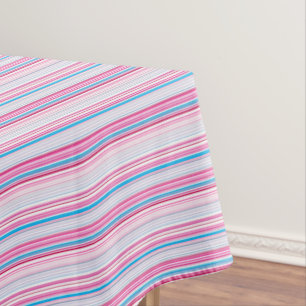 Cute blue pink stripes tablecloth