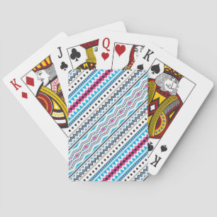 Cute blue pink tribal girl patterns design playing cards