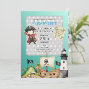 Cute Blue Pirate child's Birthday Invitation