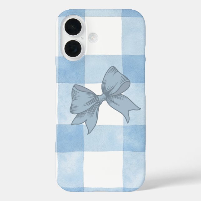 Cute Blue Plaid Bow iPhone Case. Case-Mate iPhone Case (Back)