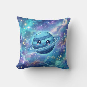 Cute Blue Planet Galaxy Pillow