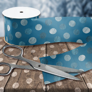    Cute Blue Polka Dots Modern & Elegant Christmas Satin Ribbon