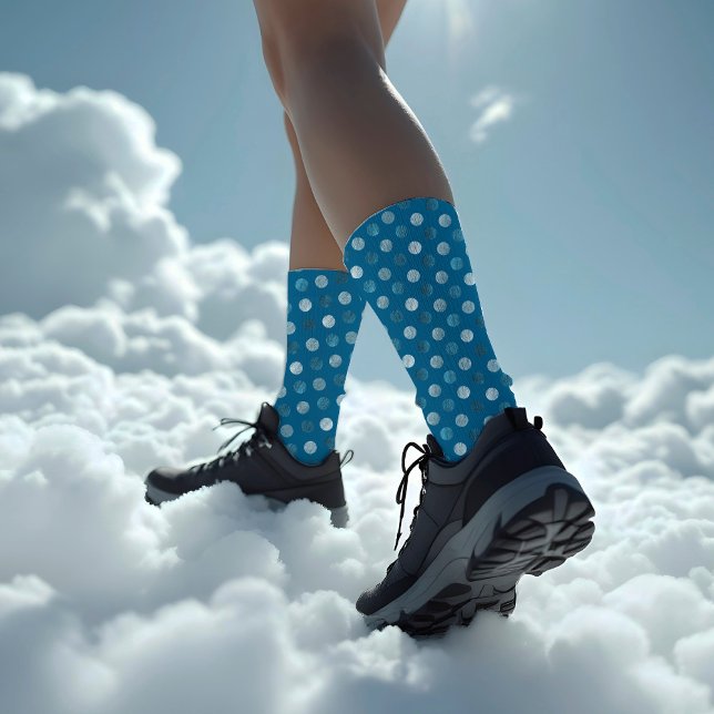    Cute Blue Polka Dots Modern & Elegant Christmas Socks (Creator Uploaded)