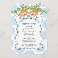 Cute Blue Polka Dots Monkey Boys Baby Shower