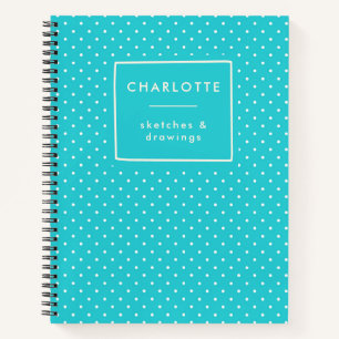 Cute Blue Polka Dots Personalised Kids Sketchbook Notebook