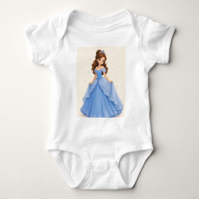 Cute Blue Princess Baby Bodysuit (Front)
