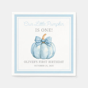 Cute Blue Pumpkin Baby Boy First Birthday Napkin