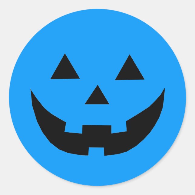 Cute blue pumpkin jack o lantern Autism Awareness Classic Round Sticker (Front)