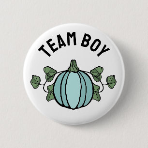 Cute Blue Pumpkin Team Boy Gender Reveal 6 Cm Round Badge