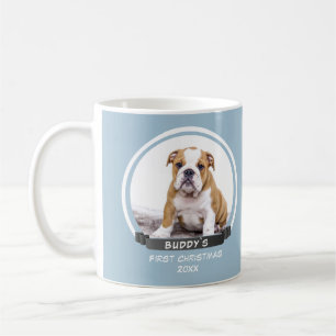 Cute Blue Puppy 1st Christmas Dog Photo Mug