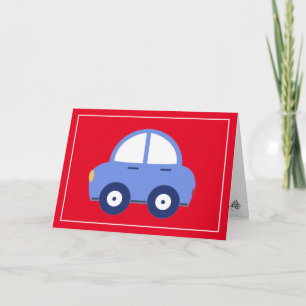Cute Blue Race Car Birthday Card