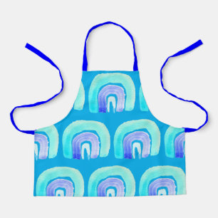 Cute blue rainbow art kids apron