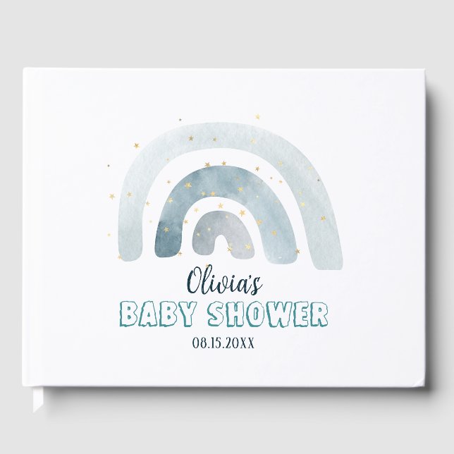 CUTE BLUE RAINBOW  KIDS BABY SHOWER GUEST BOOK (Front)