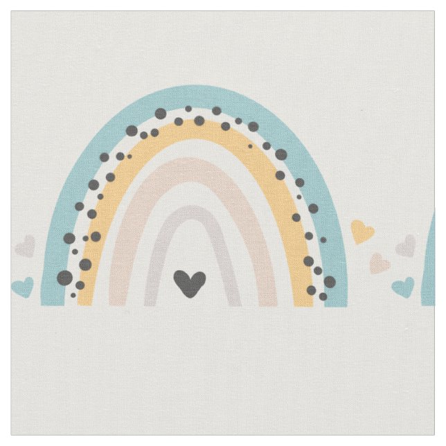 Cute Blue Rainbow Pattern Fabric (Close Up)