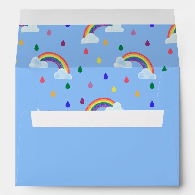 Cute Blue Rainbow Raindrops Envelope (Back (Bottom))