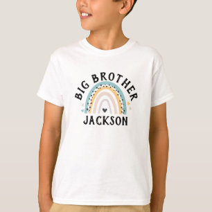 Cute Blue Rainbow Sibling Big Brother Name T-Shirt