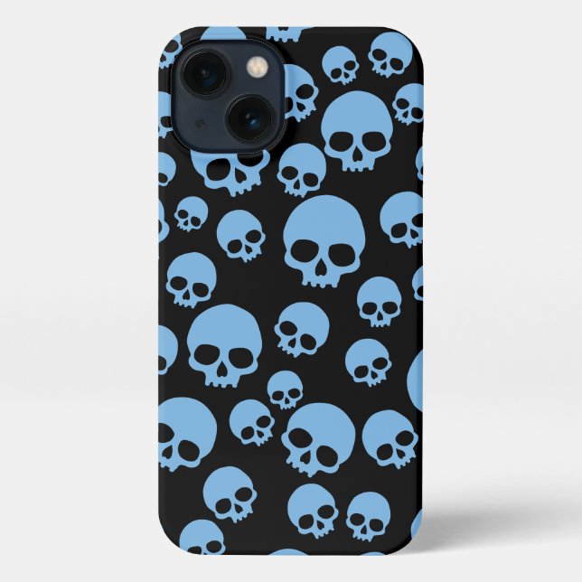 Cute Blue Random Skulls Pattern iPhone Case (Back)