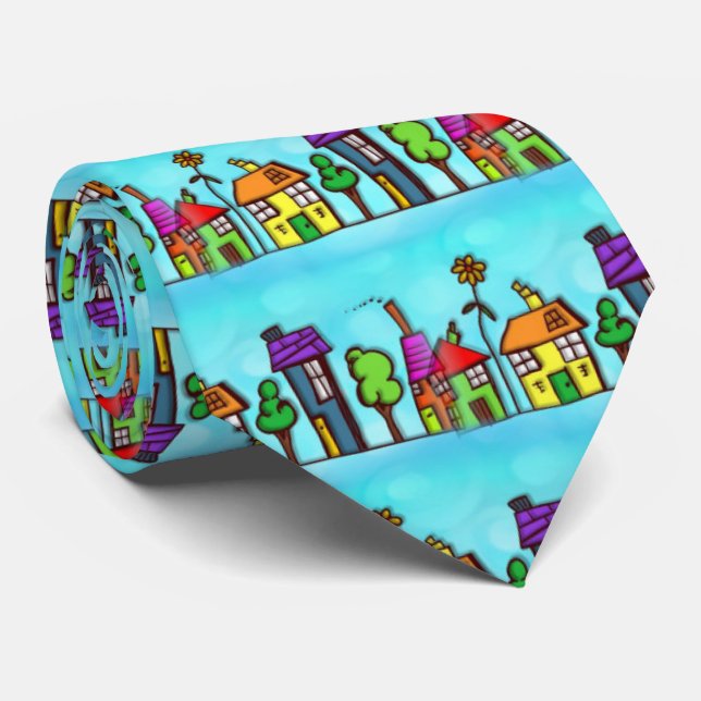 Cute  Blue Real Estate Agent Neck Tie (Rolled)