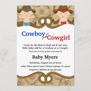 Cute Blue & Red Country Gender Reveal Invite