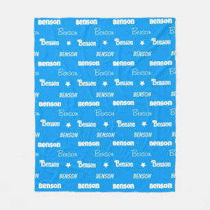Cute blue repeating name personalised fleece blanket