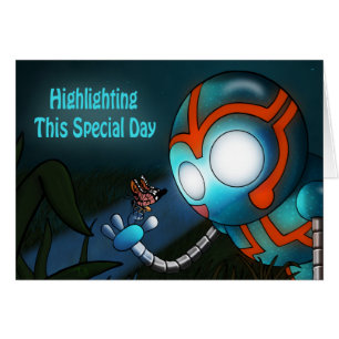 Cute Blue Robot Birthday