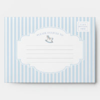 Cute blue rocking horse baby boy shower Envelope