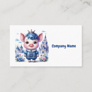 Cute Blue Royal Pig Business Card