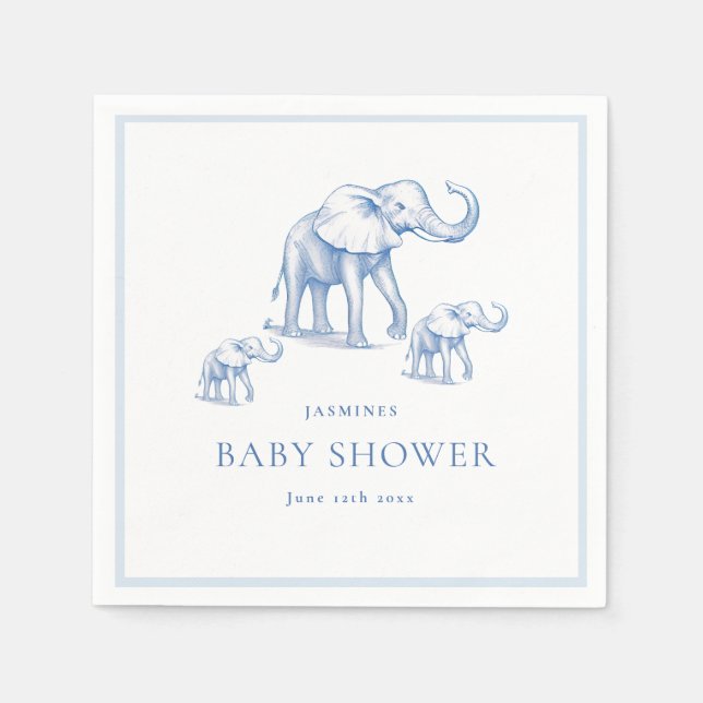 cute blue safari baby shower books for baby  napkin (Front)