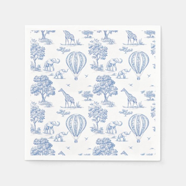 cute blue safari baby shower books for baby  napkin (Front)