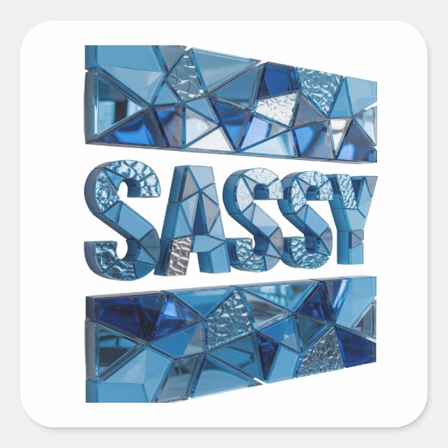 Cute Blue SASSY Square Sticker (Front)