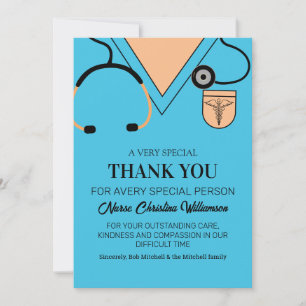 Cute Blue Scrubs Nurse Thank You Card
