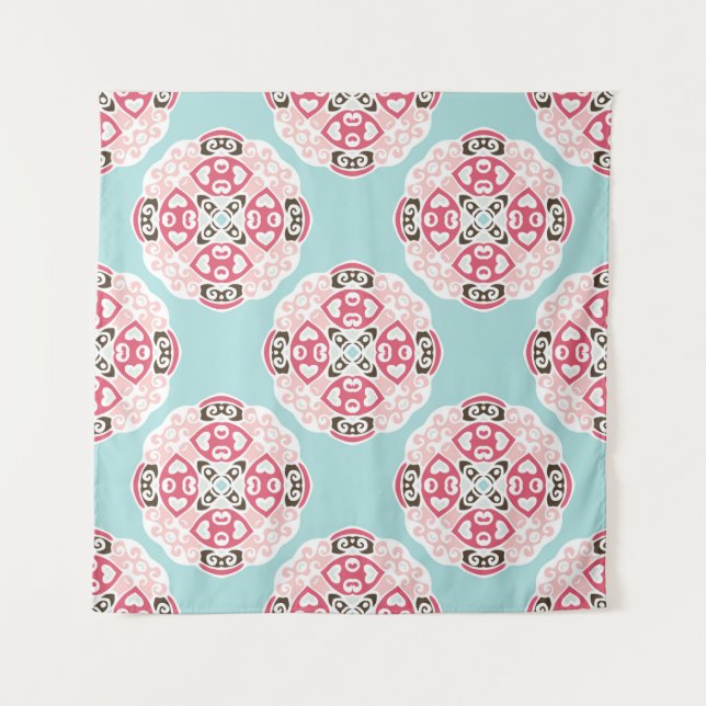 Cute Blue Seamless abstract tiled pattern Vintage Tapestry (Front)