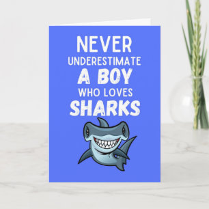 Cute Blue Shark Cards For Baby Boy Ocean Lover Kid